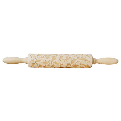 

Wood Dinosaur Embossing Engraved Rolling Pin for DIY Baking Cookies Noodle