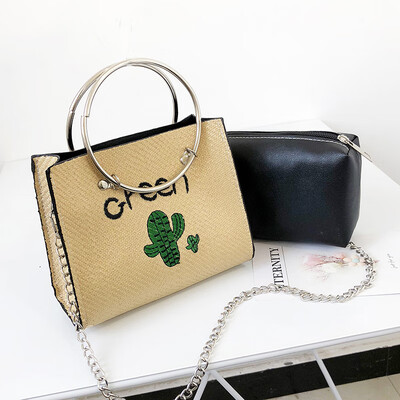 

Casual Sen cactus chain crossbody bag 2019 new fashion flamingo braided ring portable child bag
