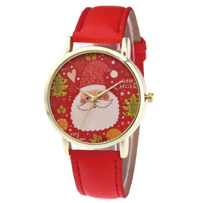 

New Christmas Ornaments Elderlyhat Pattern Leather Band Analog Quartz Vogue Watches Xmas Decoration Navidad 2018 Envio Gratis