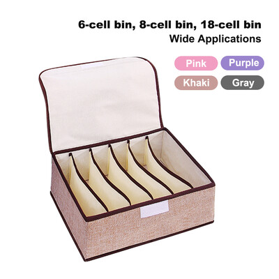 

Organizer Box 6818 Cell Bin Cotton Linen Underwear Box Saving Space Foldable Washable Multipurpose Receiving Box for Home Use