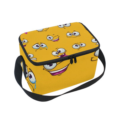 

ALAZA Lunch Box Insulated Funny Cartoon Faces Lunch Bag Large Cooler Tote Bagfor Men Women