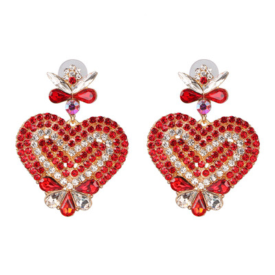

2019 Vintage Boho Statement Crystal Heart Drop Earrings Ethnic Antique Heart-shaped Jewelry Birdal Wedding Party Accessories