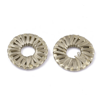

Handmade Raffia Woven Linging Rings with Alloy Findings Donut Light Gold DarkKhaki 205x25mm Inner Diameter 75mm