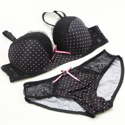 

Toponeto Fashion New Women Bra Cup Bra Lace Dot Print Bra Suit Sexy Underwear Suit