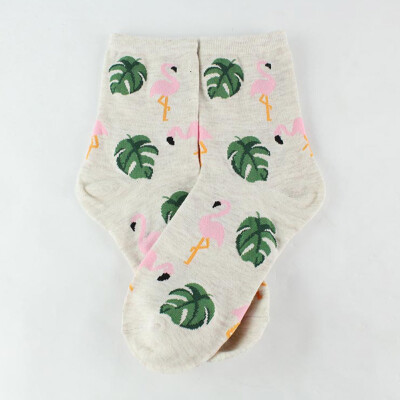 

Flamingo avocado creative pattern socks cotton ladies socks