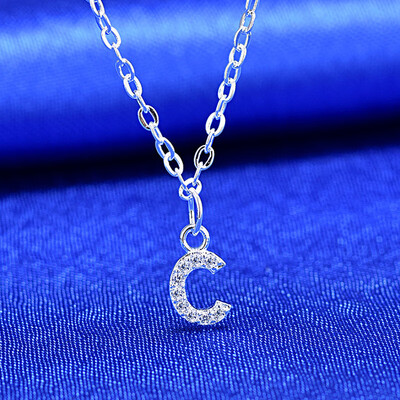 

Sale 1PC Women Girls 26 Letter Pendant Necklace Graceful Unique Adjustable Silvery Letter Pendant Necklaces