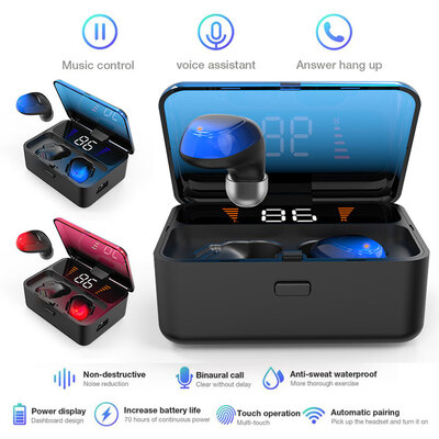 

ES01 TWS Bluetooth Earphones 50 9D Stereo Wireless Earphones Gaming Headset IPX7 Waterproof LED Smart Power