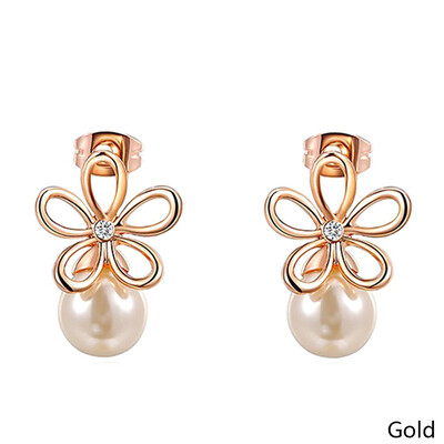 

Selling 18K Peony Flower Earrings New Crystal Stud Earrings For Plated Fashion Sets 2Pcs\set Women Peony Stud Earrings