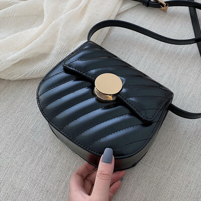 

New small bag women2019 new style slant bag Korean version round-round saddle bag semi-round saddle bag