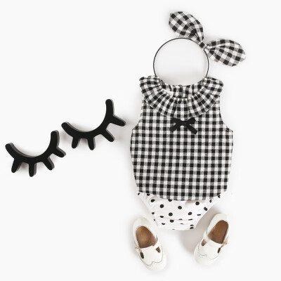 

2019 Summer baby girl clothing set Plaid Skirted T-shirt Tops Dot Short 2pcs Sets baby girl clothes Newborn Outfits