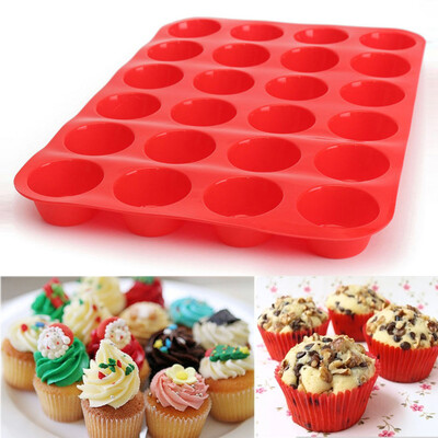 

Siaonvr 24 Cavity Mini Muffin Silicone Soap Cookies Cupcake Bakeware Pan Tray Mould