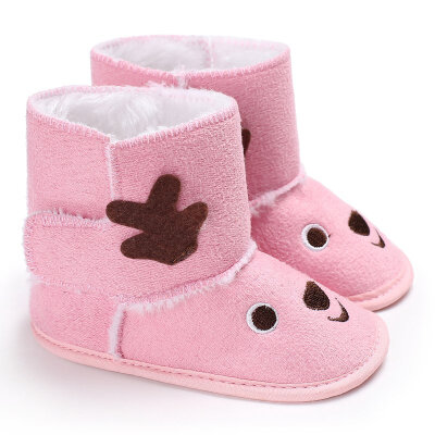 

Baby Toddler Lovely Cartoon Design Winter Warm Crib Snow Kid Bowknot Woolen Yam Fur First Walkers Shoes