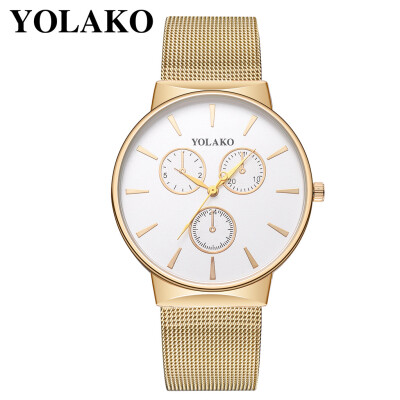 

Gobestart YOLAKO Mens Quartz Stainless Steel Band Newv Strap Watch Analog Wrist Watch