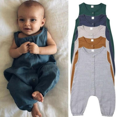 

Kids Newborn Baby Boy Girl Cotton Romper Bodysuit Jumpsuit Linen Clothes Outfit