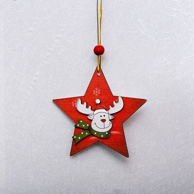 

FUNNYBUNNY 2PCS Christmas Tree Red Beads Wooden Pendant Creative Santa Snowman Painted Wooden Sign Closet Door Window Tag