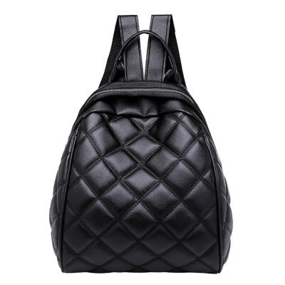 

Diamond Lattice Women Leather Backpack Casual Travel School Shoulder Bags