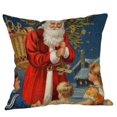 

Gobestart Merry Christmas Pillow Cases Cotton Linen Sofa Cushion Cover Home Decor