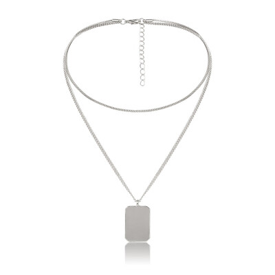 

Geometric simple double-layer square pendant choker clavicle necklace female 2019