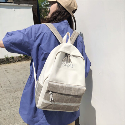 

Tailored Womens Fashion Backpack Patchwork Plaid Bag Canvas Casual Bag Shoulder Bag