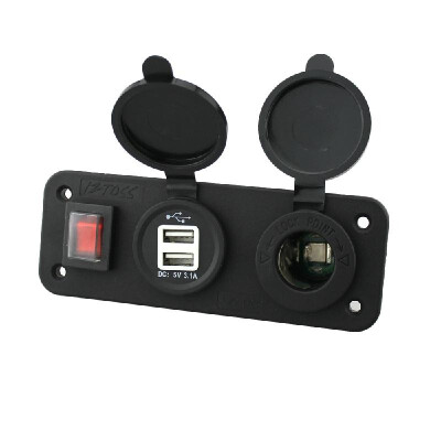 

Breaker Switch Panel 12V Dual USB Car Charger with Lighter Socket LED Indicator for Marine Boat Car RV Vehicle Truck