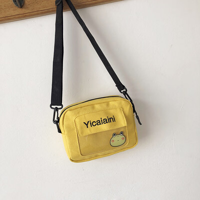 

Casual fashion personality letter canvas small square bag female 2019 new cute cartoon wild single shoulder Messenger bag