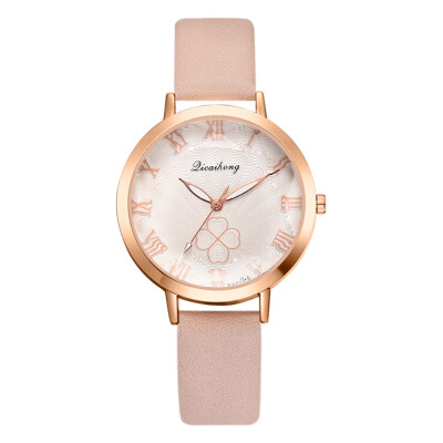 

Hot fashion fashion pu watch watch new lucky four-leaf clover watch ladies watch