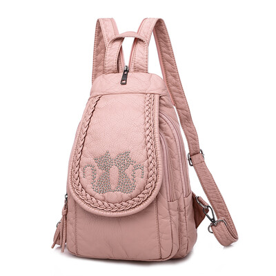 

Double-purpose shoulder bag with diamond inlay&Korean fashion diagonal breast bag with soft leather mini-lady Backpack