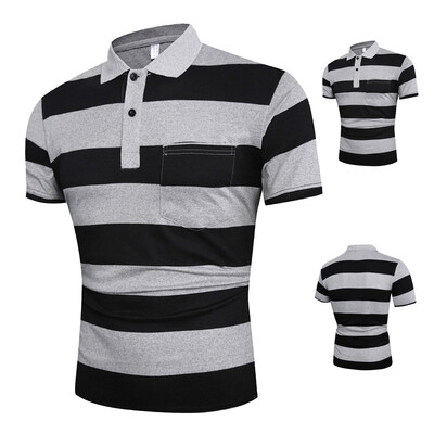 

Toponeto Mens Summer Slim Fit Turn-down Collar Shirt Short Sleeve Pocket Top Blouse