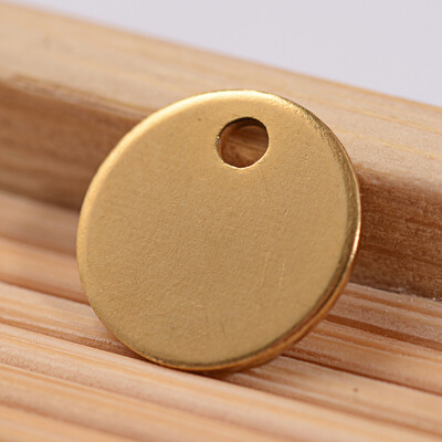 

304 Stainless Steel Blank Stamping Tag Flat Round Charms Golden 8x08mm Hole 08mm