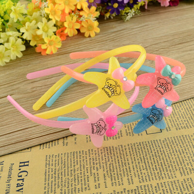 

Kids Plastic Hair Bands with Resin Starfish Cabochons Mixed Color 112118mm
