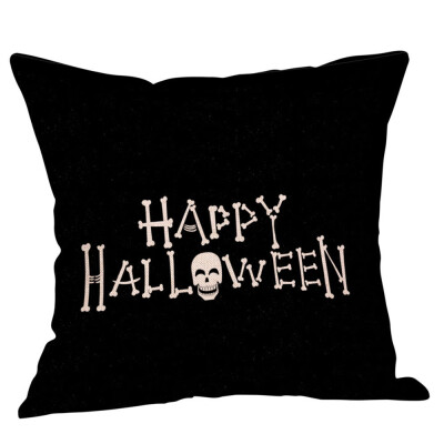 

Toponeto Happy Halloween Pillow Cases Linen Sofa Cushion Cover Home Decor