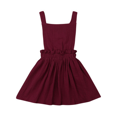 

Cute Kids Baby Girls Dress Solid Color Princess Pageant Party Dress Sundress