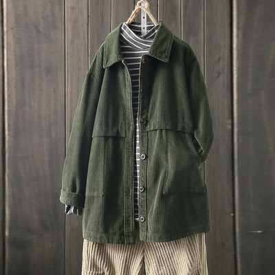 

Tailored Fashion Women Solid Color Button Long Sleeve Cardigan Tops Coat