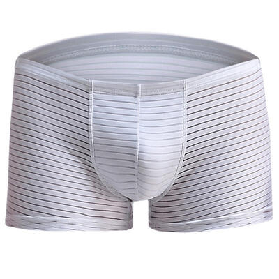 

Mens Ice Silk Seamless Breathable Sexy Flat Bottomed Pants Transparent Corner Underwear Boxers