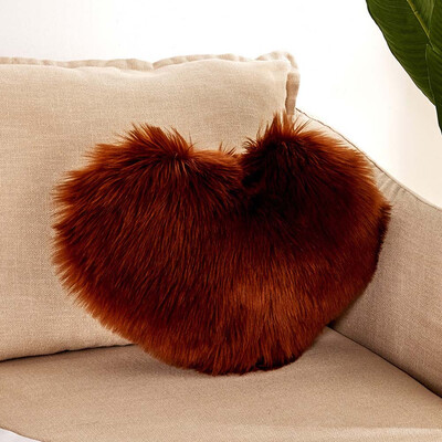 

Heart Shape Fluffy Faux Fur Plush Soft Sofa Chair Bed Room Decor Pillow Case Cushion Cover