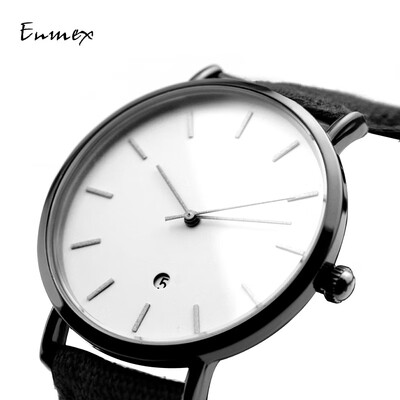 

Design of simple canvas cool black watch light&thin two-needle cold tie watch when translating holiday gift Enmex
