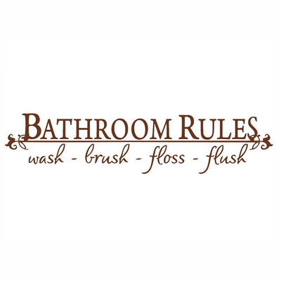 

〖Follure〗BATHROOM RULES Wash Brush Floss Flush Quote Saying Wall Sticker For Bathroom