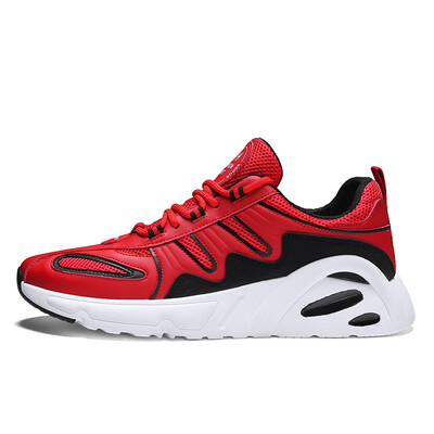 

Hot Sale Mens Vulcanize Shoes Platform Sneakers Quality Leather Mesh Men Casual Shoes Fashion Dad Shoes Male Red Tenis Masculino