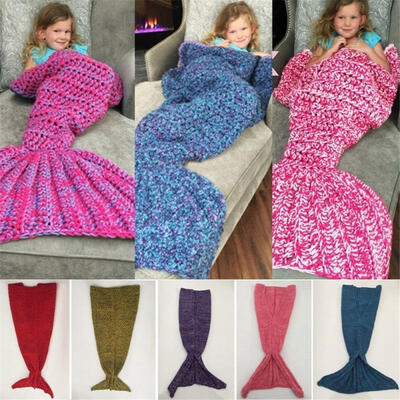 

Kids Crocheted Fish Mermaid Tail Blanket Soft Warm Knitting Sleeping Bag