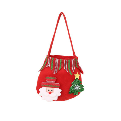 

Merry Christmas Red Candy Bag Christmas Tree Print Pouch Reusable Mini Handbag Xmas for Home Party Year Decor Gift