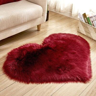 

Fluffy Heart Shaped Rug Shaggy Floor Mat Soft Faux Fur Home Bedroom Hairy Carpet