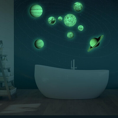 

Gobestart Glow In The Dark 30cm Round Planets Star PVC Stickers Kids Ceiling Wall Bedroom