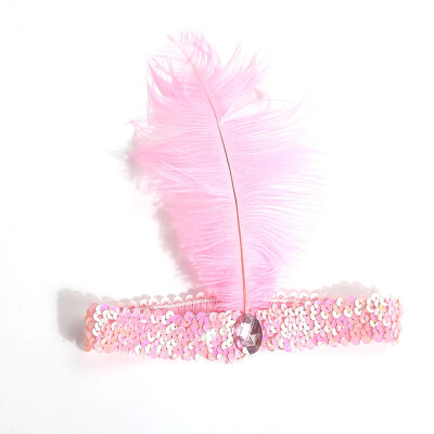 

Feather Headband 1920s Flapper Sequin Headpiece Costume Head Band Party Favor Headwear