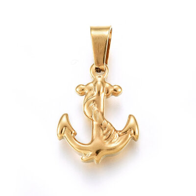 

304 Stainless Steel Pendants Anchor Golden 19x15x35mm Hole 7x4mm