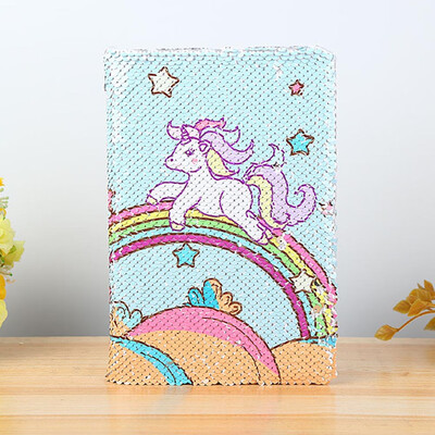 

Unicorn Notebook A5 Sequin Diary Journal Memo with Lock Key School Supply