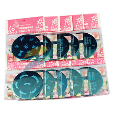 

10Pcs Nail Art Stamp Stamping Plate Set Tool Stamper Design Kit Manicure Tools Mix Designs