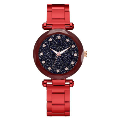 

Hot Sale Women Watches Cool Multi-Faceted Mirror Ladies Quartz Wristwatch Alloy Strap Starry Sky Dial Clock Zegarki Damskie