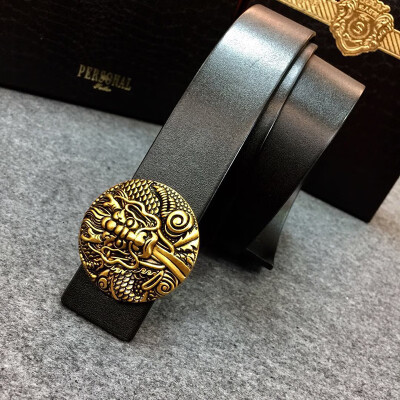 

Copper buckle smooth buckle pants belt mens trend board buckle inch five-layer leather belt men