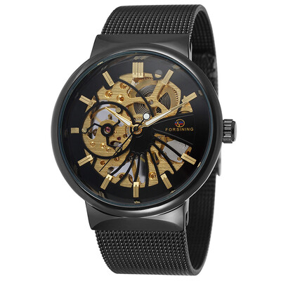 

Forsining genuine full hollow mens automatic mechanical watch mens chain mesh strap