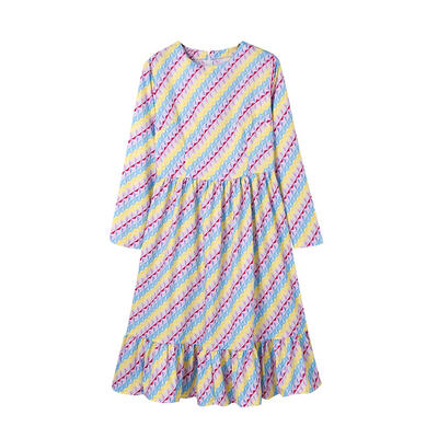 

Family Matching Outfits Long Sleeve Mother Girls Dresses Colorful Clothing